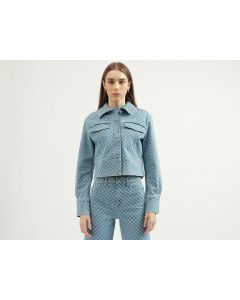 WOMEN'S REGULAR FIT SPREAD COLLAR CHECKED JACKET