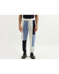 ASYMMETRIC COLOR BLOCK BAGGY FIT SWEAT PANTS